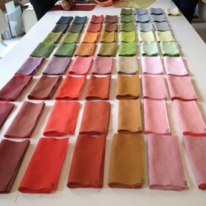 Formation pour apprendre à réfléchir à une collection de tissus et fibres teints en couleurs naturelles avec Juliette Vergne