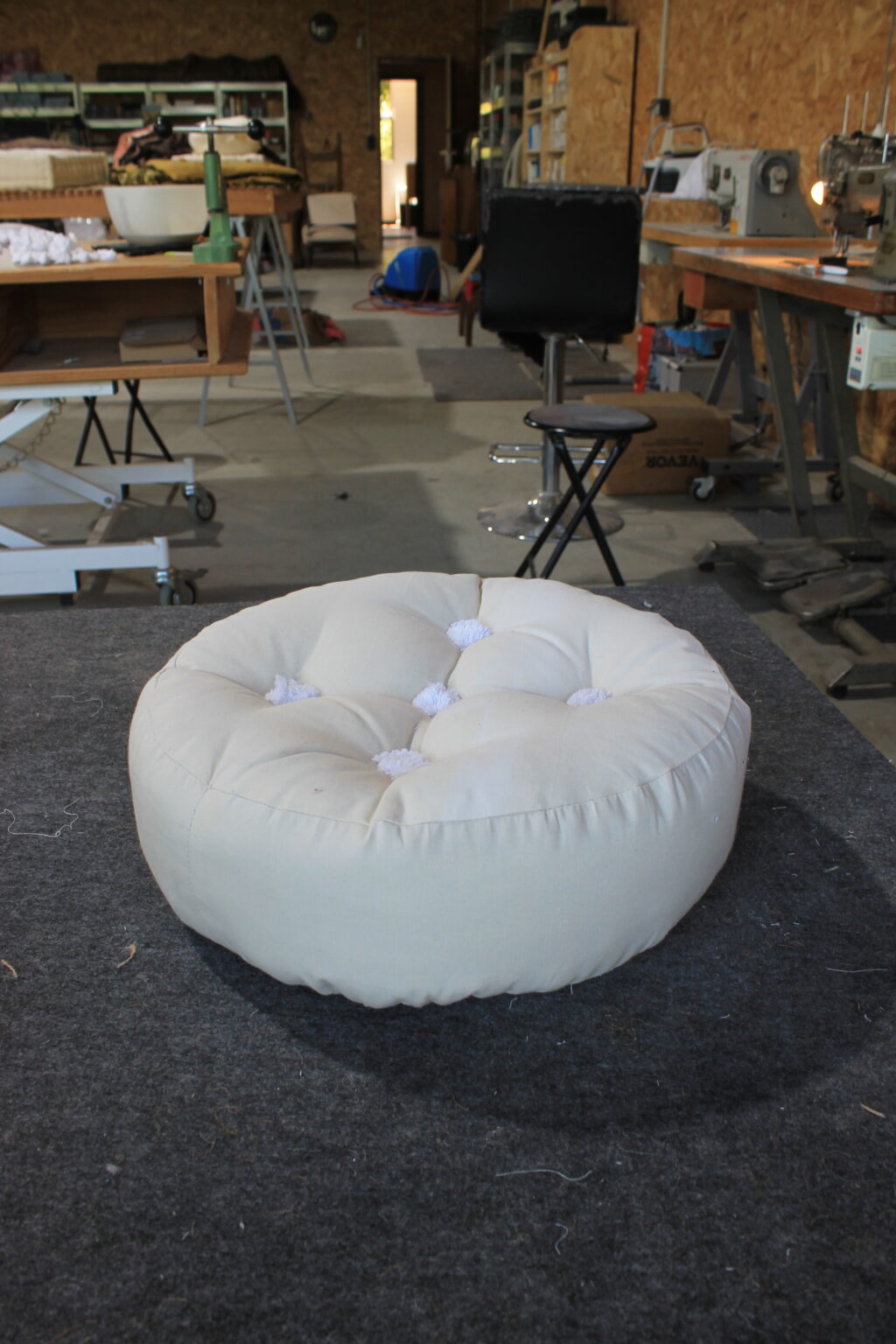 Réalisation d'un coussin de sol rond en matelasserie